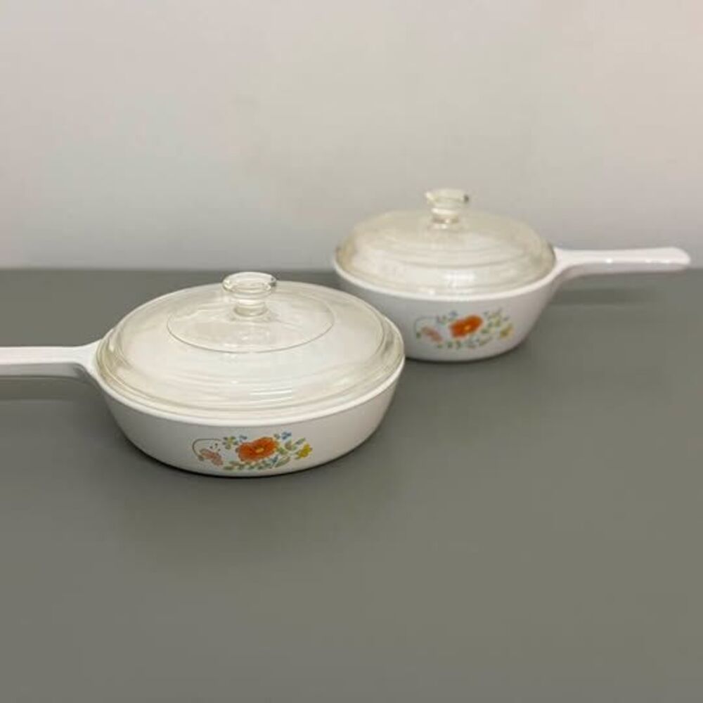 Corning Ware Wildflower Skillets with Lids
